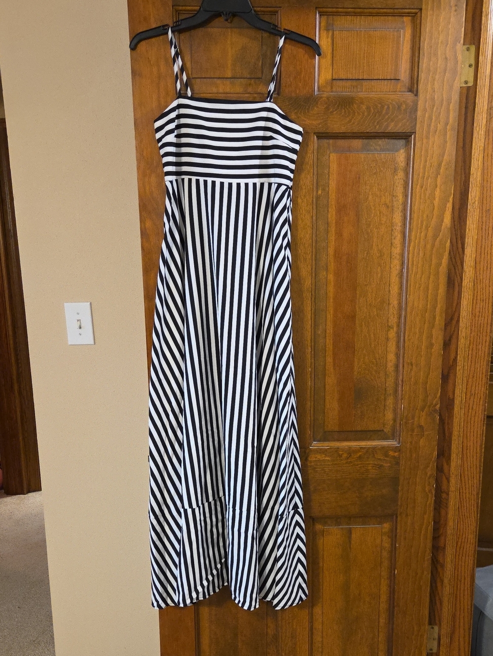 Cupshe Black & White Striped Spaghetti Strap Maxi Dress